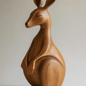 Handcrafted Wooden Kangaroo Sculpture Animal Wood Sculpture Decor Modern Homes