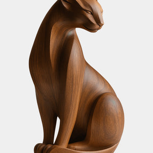 Modern Animal Wooden Cheetah Sculpture Artistic Wooden Cheetah Statue