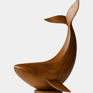 Modern Wooden Fish Sculpture Abstract Handcarved Decor Piece Wood Art