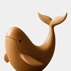 Modern Wooden Fish Sculpture Abstract Handcarved Decor Piece Wood Art