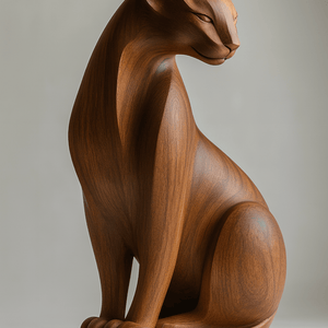 Modern Animal Wooden Cheetah Sculpture Artistic Wooden Cheetah Statue