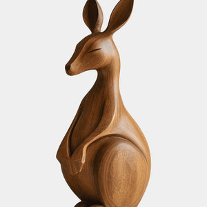 Handcrafted Wooden Kangaroo Sculpture Animal Wood Sculpture Decor Modern Homes