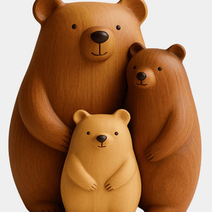 Abstract Wooden Bear Sculpture Handcarved Modern Animal Wood Sculpture