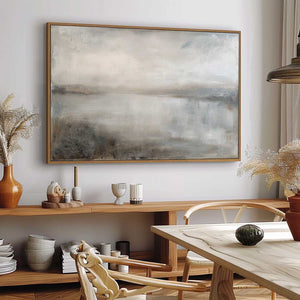 Vintage Lake Landscape Oil Painting Vintage Country Painting Earth Tone Lake Decor