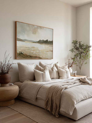 Vintage Lake Landscape Oil painting Rustic Lake Art Painting Vintage Rustic Lake Oil Painting